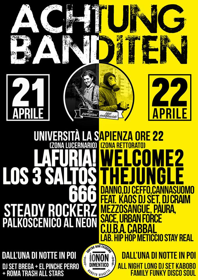 21 – 23 APRILE – ACHTUNG BANDITEN ANTIFASTIVAL #IONONDIMENTICO 10 anni di RENATO